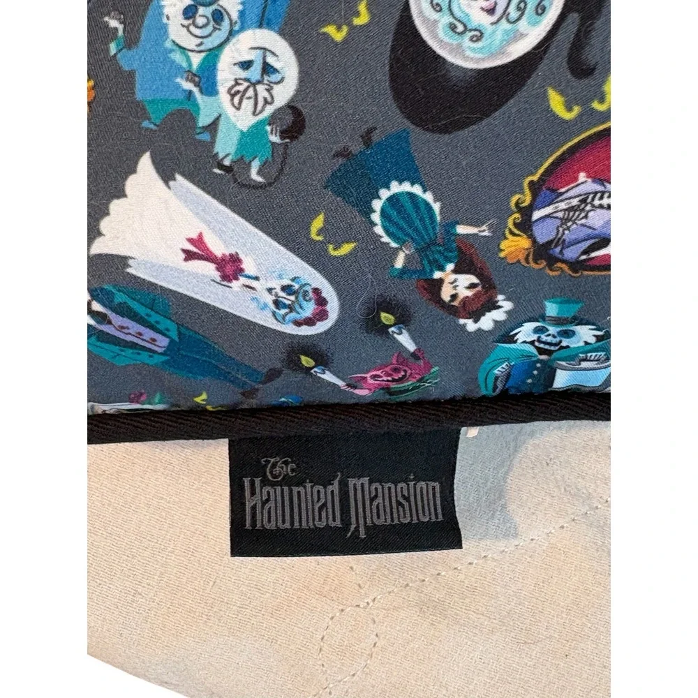 Disney Haunted Mansion Throw Pillow‎ Unisex 11x11 White Damask Wallpaper Logo